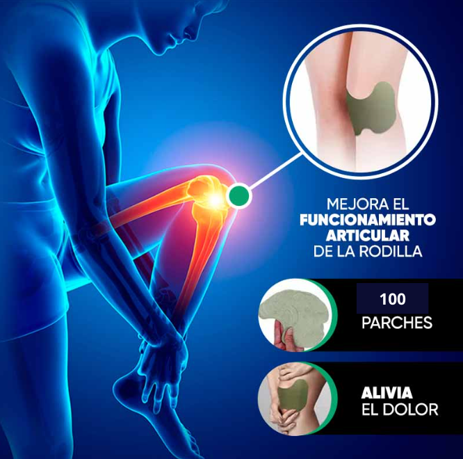 PACK DE 100 PARCHES PARA ALIVIO DEL DOLOR DE RODILLA. BIENESTAR EN CADA PASO 🚶♀️🚶♂️