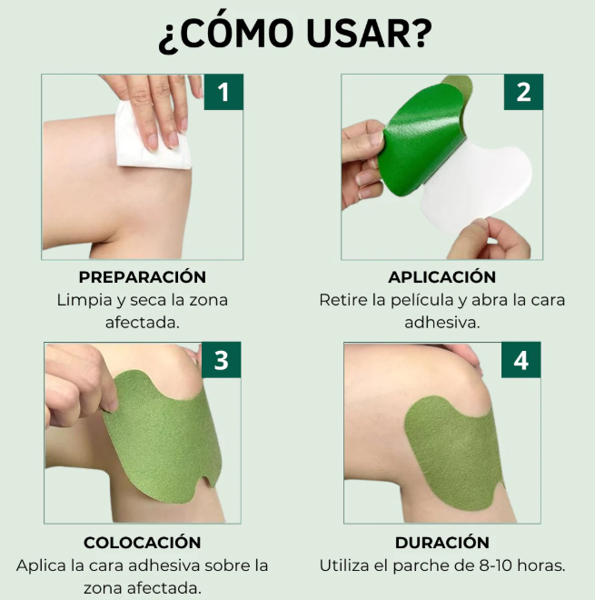 PACK DE 100 PARCHES PARA ALIVIO DEL DOLOR DE RODILLA. BIENESTAR EN CADA PASO 🚶‍♀️🚶‍♂️